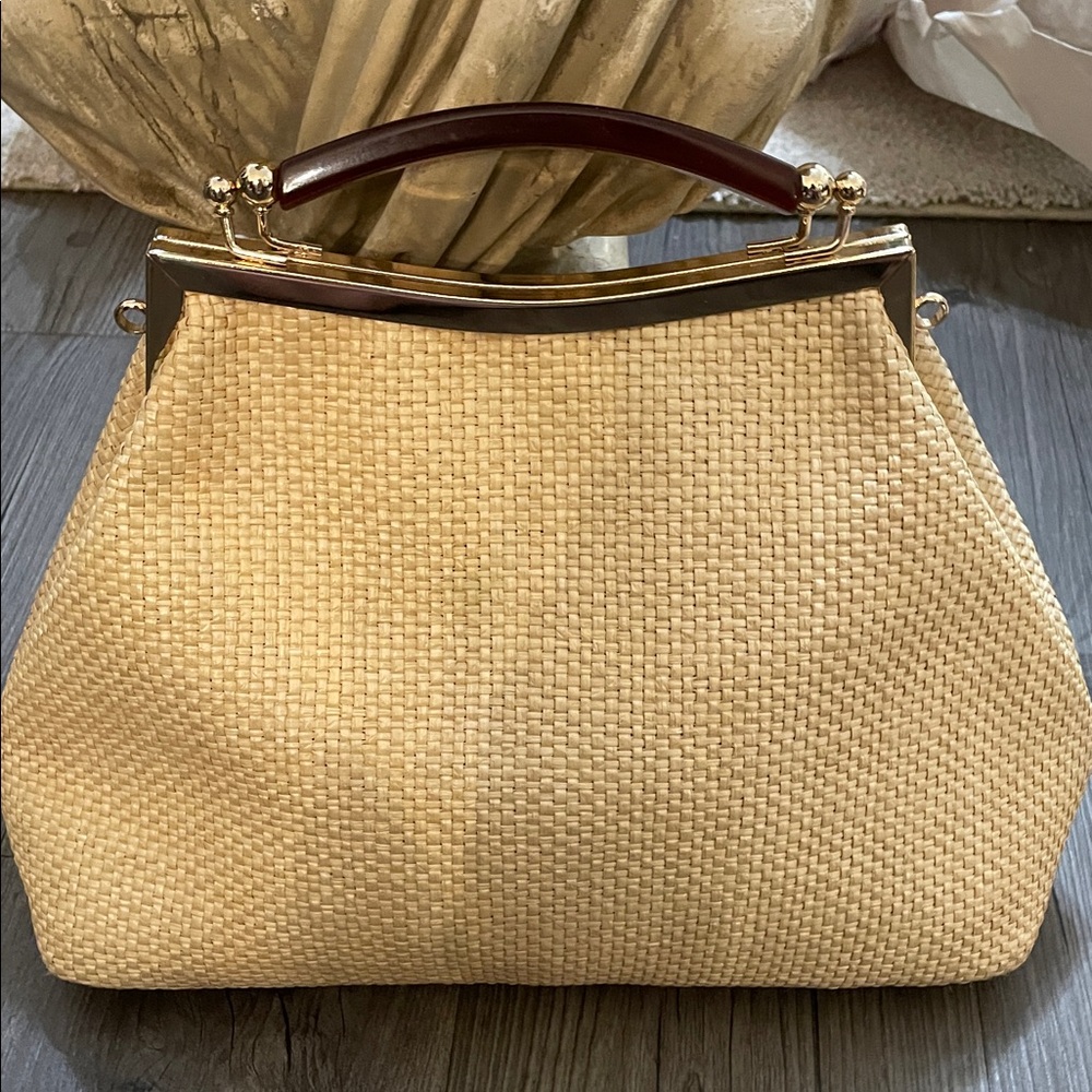 Valentina Fiore Leather & Rattan Satchel. MCM